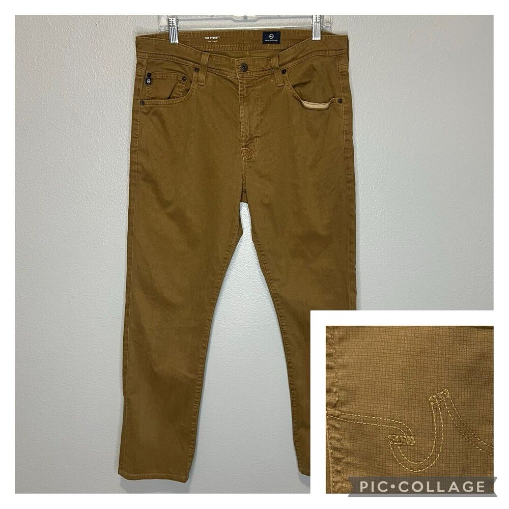 AG Adriano Goldschmied Brown Check Pants Men's Sz 34x32